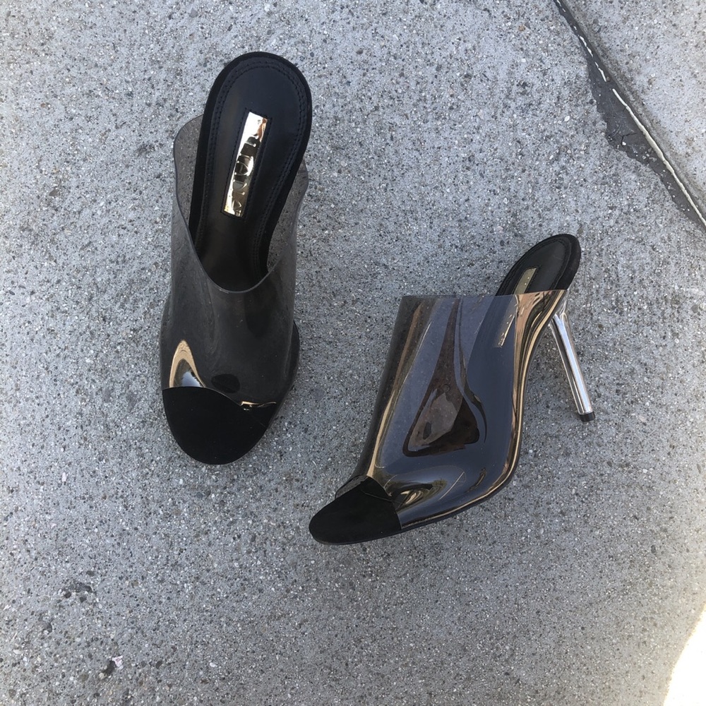 Black & Clear Mule Heel